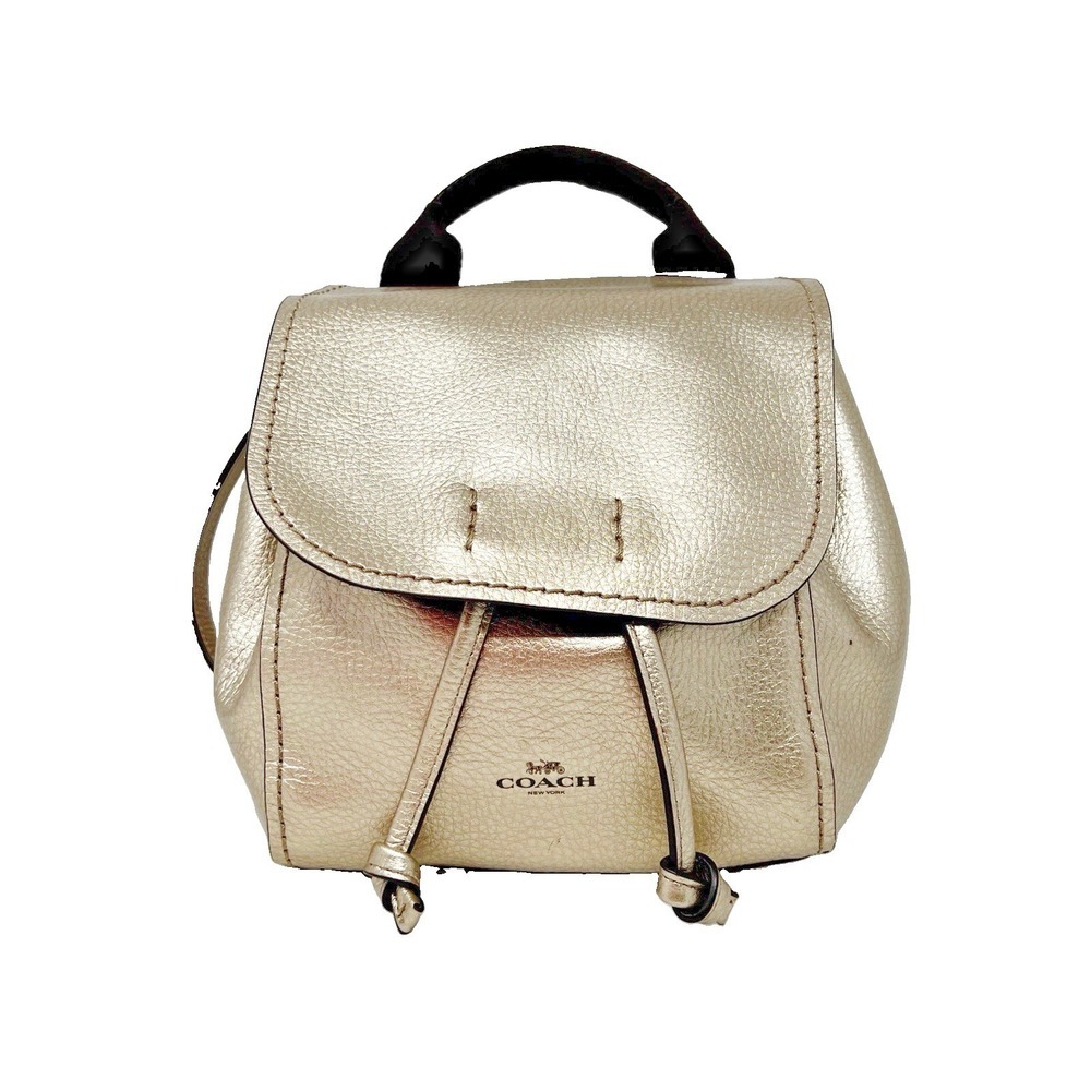 Coach Derby Mini Backpack Metallic Gold Pebbled Leather F16605